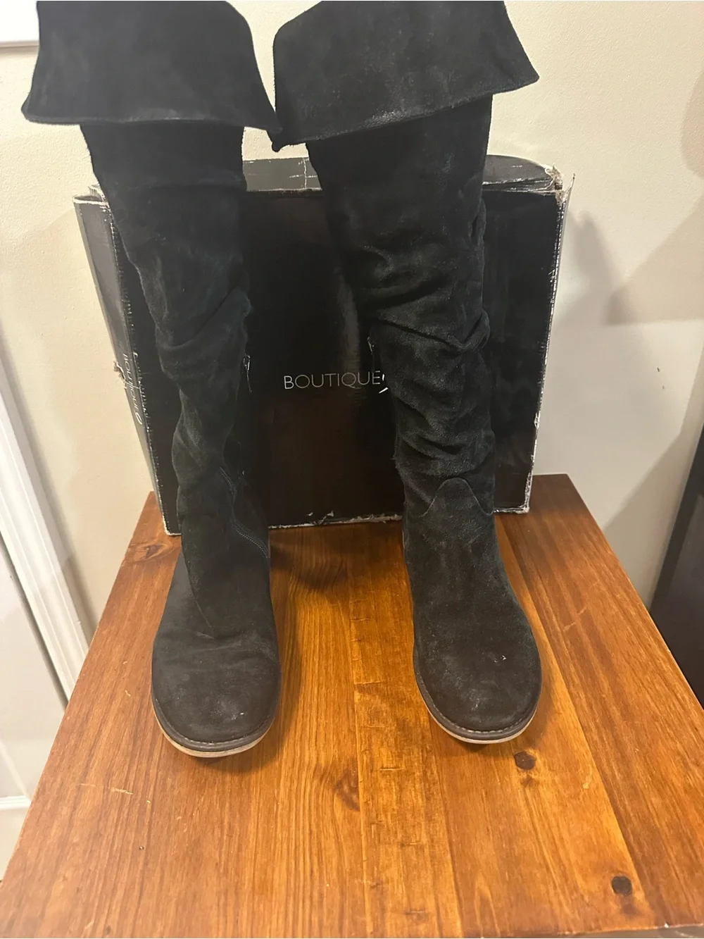 Boutique 9 Nine West Black Suede Boots BTNIXXA Size 8 with Box